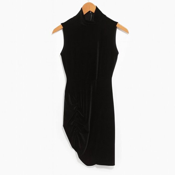 The Drop Dresses & Skirts - The Drop Black Mock Neck Sleeveless Asymmetrical Mini Dress XS